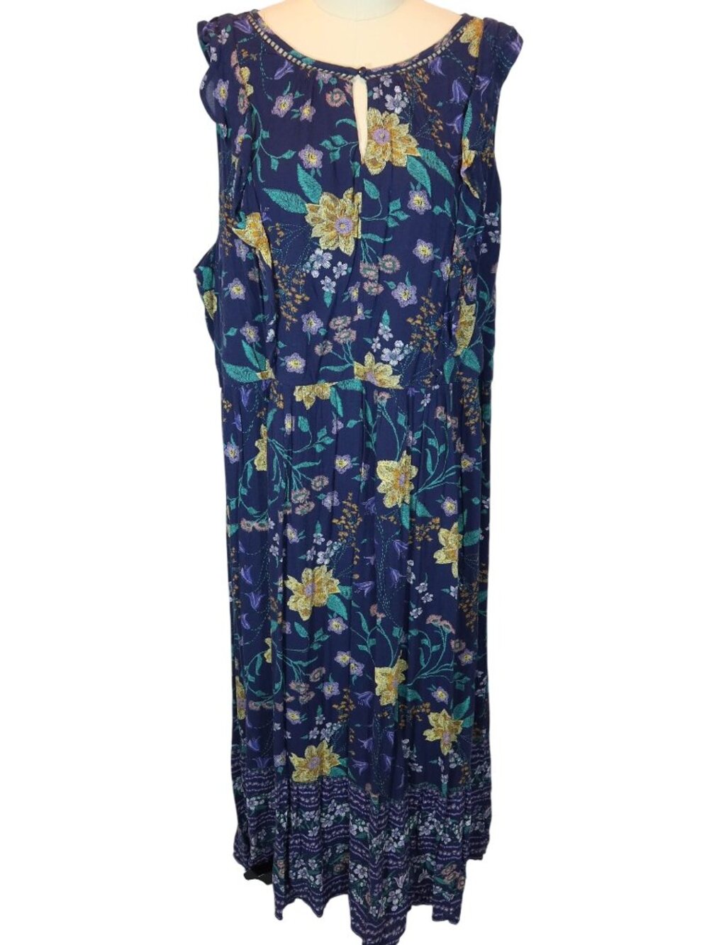 OLD NAVY Floral Flutter Sleeve Gauze Midi Dress Size XXL Boho Peasant Prairie